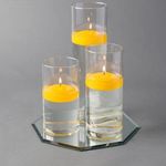 Eastland Octagon Mirror and Cylinder Vases Centerpiece with Richland Floating Candles 3". 4 Piece (Lavender, 8" Mirror)