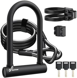 Sportneer Bike Lock, 18mm Heavy Duty Bike U Lock Plus Size with 6Ft/1.8M High Security Steel Cable&Adjustable Mounting Bracket&Key Anti Theft Secure Locks for Bikes, E-Bikes, Motorbikes, 7.8 x 4 in