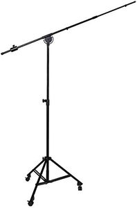 LyxPro SMT-2 Professional Microphone Stand Heavy Duty 90” Studio Overhead Boom Stand with Rolling Casters, 87” Extra Long Telescoping Arm Mount, Foldable Tripod Legs & Adjustable Counterweight