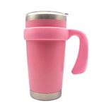 20 oz Tumbler Handle, Anti Slip Travel Mug Grip Cup Holder for Vacuum Insulated Tumblers, Suitable for Trail, Sic, Yeti Rambler, Ozark and More 20 Ounce Tumbler Mugs Attachment (Pink)