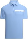 Alex Vando Mens Pique Golf Shirt Seamless Collar Moisture-Wicking Short Sleeve Dynamic Polo Shirts for Men,Blue,S