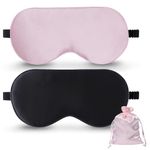 BeeVines 2 Pack 100% Natural Mulberry Silk Sleep Mask with Adjustable Strap, Eye Mask for Sleeping, 100% Blackout Shade Cover, Reduces Puffy Eyes Gifts with Travel Pouch