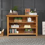 The Furniture Market Cheshire Oak Wide Low Bookcase with 2 Adjustable Shelves