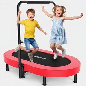 ANCHEER Trampoline for Kids, Toddler Trampoline Indoor Sports and Outdoor Games 56" Kids Rebounder 220LBS Capacity with Adjustable Safety Handrail Foldable Jumper for Boys and Girls (ASTM Certified)