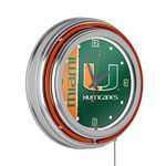 Trademark Gameroom University of Miami Chrome Double Rung Neon Clock - Text