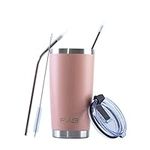 FAB | Vacuum Insulated Tumbler with Lid & Straw 560ml (20oz)| Reusable Stainless Steel Flask for Hot & Cold Drink | Iced Coffee Cup | Travel Mug | BPA Free - Silver Pink