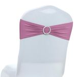 MDS Pack of 100 Spandex Chair Sashes Bow sash Premium Stretch Chair Cover Band with Buckle Slider Elastic Chair Ties for Wedding and Events Decoration Spandex Slider Sashes Bows - Dusty Pink