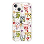 Blingy's iPhone 13 Case (6.1 inch), Women Girls Cute Floral Owl Bird Style Fun Cartoon Animal Design Transparent Soft TPU Protective Clear Case Compatible for iPhone 13 6.1" (Colorful Owls)