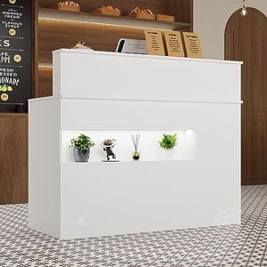 Bancone reception, banco reception ufficio bancone, reception tavolo bancone Bancone negozio, Bancone vendita, Con cassetto per tastiera, Mobili per reception, bianco, MDF, 100 cm X 120 cm X 50 cm