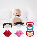 CDIYTOOL 6 Pack Funny Pacifier Photobooth Props Mustache Pacifiers, Soft Silicone Cute Kissable Lips and Teeth Pacifier for Baby/Adult/Pet