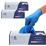 Surgicals Powder Free Nitrile Gloves, Food Grade, Hand Disposable Gloves - 200 Count - Blue (200, Medium)