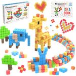 PicassoTiles 108pcs 1” Magnetic Puzzle Cubes Magnet Toys Preschool Construction Building Block Set Sensory Toy Early Education STEM Learning Come with Ideabook for Children Age 3+ Boy Girl PMC108