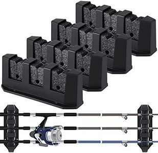 Sratte 2 Pieces Fishing Rod Holders for Boat Wall Mount Fishing Rod Rack 3 Rod Black Horizontal Rod Holder Garage Fishing Pole Holder for Wall Garage Boat Accessories, 7.8 Inch