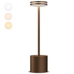 Moslumin Cordless Rechargeable Table Lamp, 5000mAh Battery Powered LED Desk Lamp Waterproof Touch Portable Dimmable Wireless Modern Table Light Brown