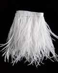 Happy feather 2 Yards 5-6inch White Ostrich Feathers Trim Fringe for DIY Dress Sewing Crafts Costumes Decoration