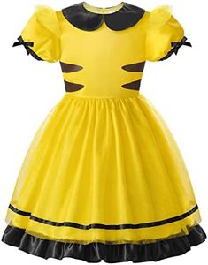 ReliBeauty Animate Bee Costume for Girls Halloween Tulle Dress with Headband, 8/140 Yellow