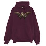 Popgear DC Comics Wonder Woman Movie Logo Pullover Hoodie, Womens, S-3XL, Burgundy, Official Merchandise