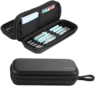 ProCase Pen Pencil Case, 2-Layer EVA Zipper Pencil Box Pouch Large Capacity Stationery Storage Organizer for School Office Supplies -Black