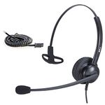 MKJ Phone Headset RJ9/RJ11 Call Centre Office Telephone Headset with Noise Cancelling Mic for Avaya Polycom Nortel Aastra Gigaset Alcatel Toshiba Fanvil Phones and More
