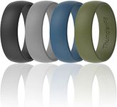 ThunderFit Silicone Wedding Rings Unisex, Rubber Engagement Bands - 1/4 Variety Multipack, 8.5 - 9 (19.30mm), Silicone, No Gemstone