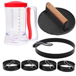 Griddle Breakfast Kit for Blackstone, 7 Piece Griddle Accessories Set, Include Pancake Batter Dispenser, Heavy Duty Bacon Press, Egg Rings, Large 8" Pancake Ring