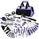 ACOSEA Purple Tool Set,223-Piece Tool Sets for Women,Tool Kit with 13-Inch Wide Mouth Open Purple Tool Bag,The Basic Tool Set is Perfect for Home Maintenance (PURPLE)