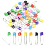 Hocansen 50Pcs Diaper Pins 2 Inch Baby Safety Pins Stainless Steel Nappy Pins Plastic Head Cloth Pins with Safe Locking Closures,Colour Random (Colour/DT)