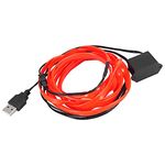 X AUTOHAUX 2 Meter/6ft USB EL Wire String Strip Red Cold Light Set for Car