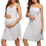 Ekouaer Women Maternity Sleeveless Dress Nursing Nightgown Pregnancy Gown for Breastfeeding Light Grey S