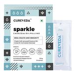 Cureveda Sparkle Charcoal Oil Pulling for Mouth | | Herbal Mouthwash with Virgin Coconut Oil | Healthy Teeth, Stronger Gums, Oral Detox | Peppermint Flavour (270 gm) (30 Sachet)