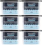 Absorb Pro - Moisture Absorber Tub with Activated Charcoal - 6-Pack - 10.5 oz Disposable Odor Eliminator Box & Dehumidifier for Garage, Home, Kitchen, Bedroom, Bathroom, Closet, Cars, and Boats