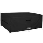 Dokon Garden Furniture Covers Waterproof Heavy Duty Oxford Fabric Patio Table Cover with Air Vents, Windproof Anti-UV Outdoor Rattan Sofa Table and Chair Cover, Rectangular (250x210x90cm) - Black
