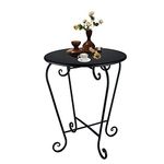 Outdoor Side Tables,Small Round Patio Metal Side Snack Table, Accent Anti-Rust Steel Coffee Table for Garden Patio Yard Balcony Garden Bedside,Modern Weatherproof Outdoor End Table,Black