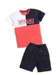 Bumchums Regular Fit Round Neck T-Shirt Pant for Boys, Casual Clothing Set, Trendy and Cute, Graphic (B-1110_Orange 065)