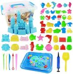 Play Sand Kit, 54Pcs Sandbox Toys Set for Boys Girls, 3lbs Magic Blue Sand, Mold Tools, Inflatable Tray, Storage Box, Funny Birthday Christmas Gift