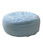 KANYOGA Cotton Buckwheat Hulls Filled Multipurpose Yoga & Meditation Zafu Cushion (42 D X 14 H Cm), Light Blue