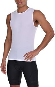 TCA Chaleco de ciclismo para hombre Capa interior sin mangas ligera y transpirable - A prueba de viento, secado rápido, ajuste atlético - Blanco, M