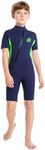 Summshall Kids Wetsuit, 2mm Girls Boys Shorty Wetsuits, Thermal Neoprene Swimsuit Warm Sun Protection Front Zip Ultra Stretch Diving Suit Chlid Wetsuit for Watersport