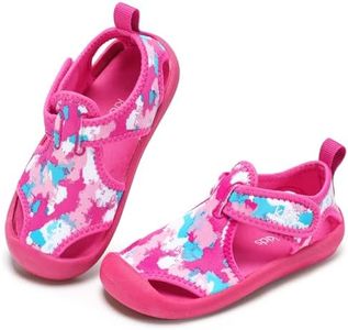 STQ Girls Water Shoes Quick Dry Summer Sports Beach Swim Pool Outdoor Sandals Pinkcamo 8 US Toddler