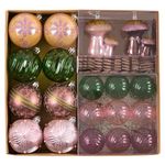 DecorbyHannah 60ct Christmas Ornaments Set, Pink Green Christmas Tree Decorations, Shatterproof Decorative Winter Oasis Theme Christmas Ball Ornaments for Xmas Tree, Home Décor (Value Pack)