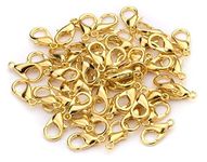 Jewellery Making Lobster Clasps Claw Hooks for Necklace and Bracelet Golden/Findings Fasteners -Pack of 50 Pieces by Gulab's Tools, Brass, Metal