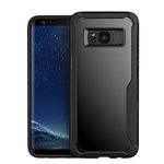 VELFO 4 Sides Protection Clear Transparent with Black Border Silicon Back Cover Case for Samsung Galaxy S8 Plus - (Transparent/Black)