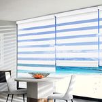 Joydeco White Sheer Zebra Cordless Blinds for Windows,Privacy Light Filtering Dual Layer 52" W Roller Shades for Home Office Bedroom, 52" W×75" H