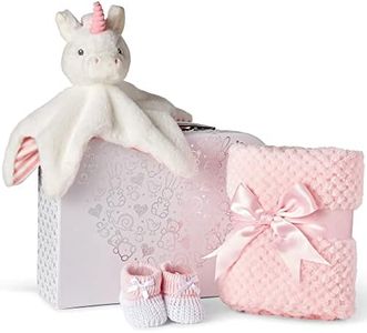 Baby Box Shop - Regalo de 4 Recién Nacidas Niña - Ideal como Regalo para Baby Shower y Bautizo - Regalo Recién Nacida Niña con Unicornio Blanco, Regalo para Recién Nacidas Niñas