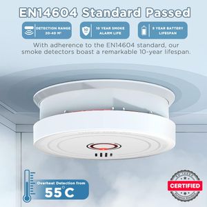 2-Pack 10-Year Smoke Alarms – Long-Life Battery Fire Detectors