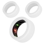 2pcs Silicone Ring Cover Compatible with Oura Ring Gen 3, Round Ring Case Elastic Ring Protection Smart Ring Protector Sleeve Accessories for Men Women Gym Working Out (White, S for 6/7/8/9/10)