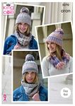 King Cole 5270 Knitting Pattern Womens Snoods and Hats in Drifter Aran