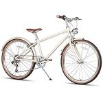 Glerc Meteor 24 Inch Hybrid Bike for Kids Age 8 9 10 11 12 13 14 Year Old, 6-Speed Retro-Styled Traditional Fashion City Bicycle for Teenagers, Young Boys and Girls, Beige