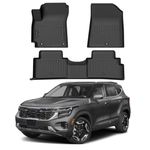 DESLE Floor Mats for 2020-2025 Kia Seltos,Front&Rear Row Car Mats Set, All Weather Guard Floor Liners Waterproof Protection Carpet Mats for Kia Seltos Accessories Black,3Pcs,2020-2025