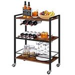 Bar Cart, 3-Tier Serving Wine Cart,